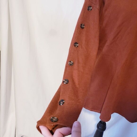 Colour Works | Rust Button Sleeve Sweater - Picture 2 of 3